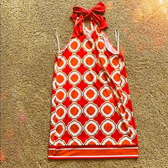 PINK AND ORANGE HALTER DRESS SMALL 4-6 - Picture 3 of 5